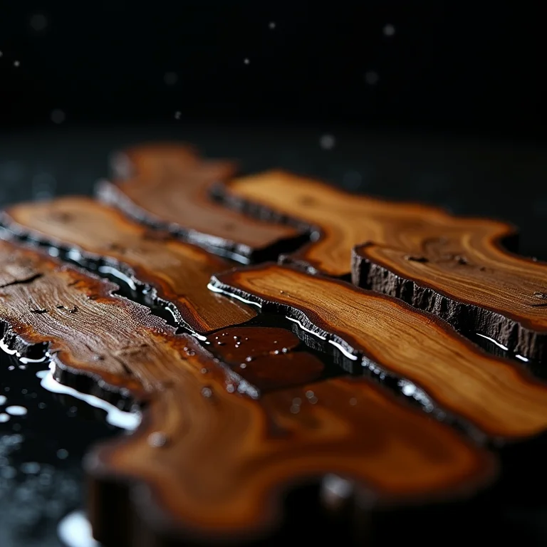 Amostras de madeira danificadas pela umidade.