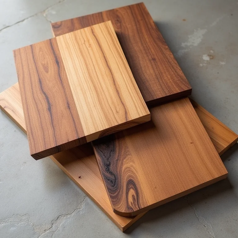 Amostras de madeiras de lei para bancadas de cozinha