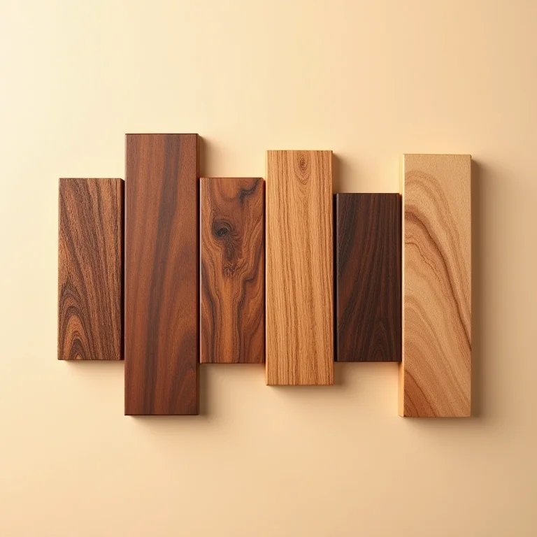 Amostras de madeiras nobres para bancadas de cozinha