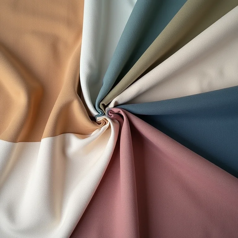 Amostras de tecidos de cortina blecaute em cores e estilos diversos.