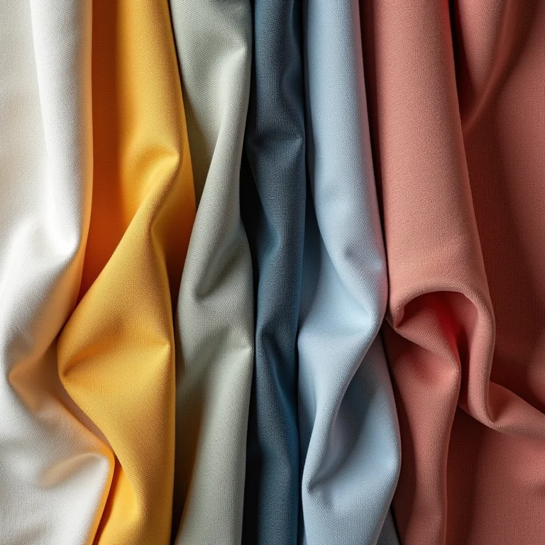 Amostras de tecidos estampados com diferentes padrões e texturas.