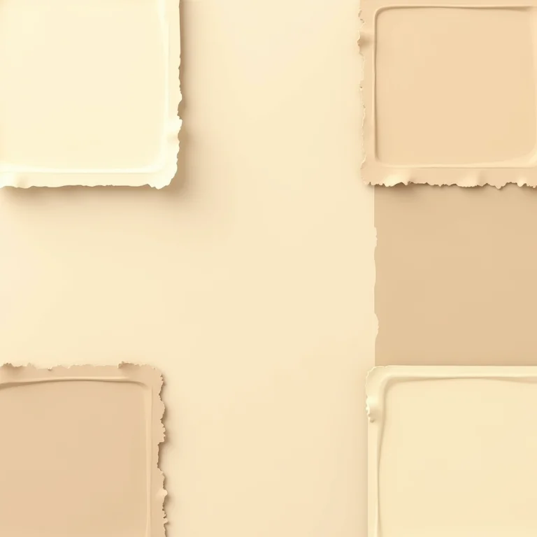 Amostras de tinta bege em diferentes tons e texturas.