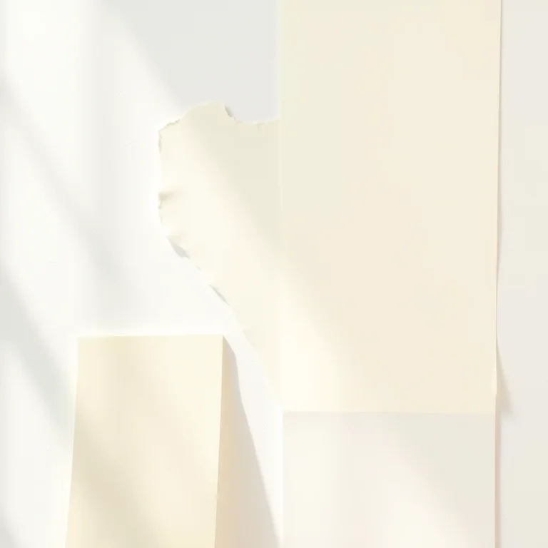 Amostras de tintas claras refletindo a luz natural em parede texturizada.