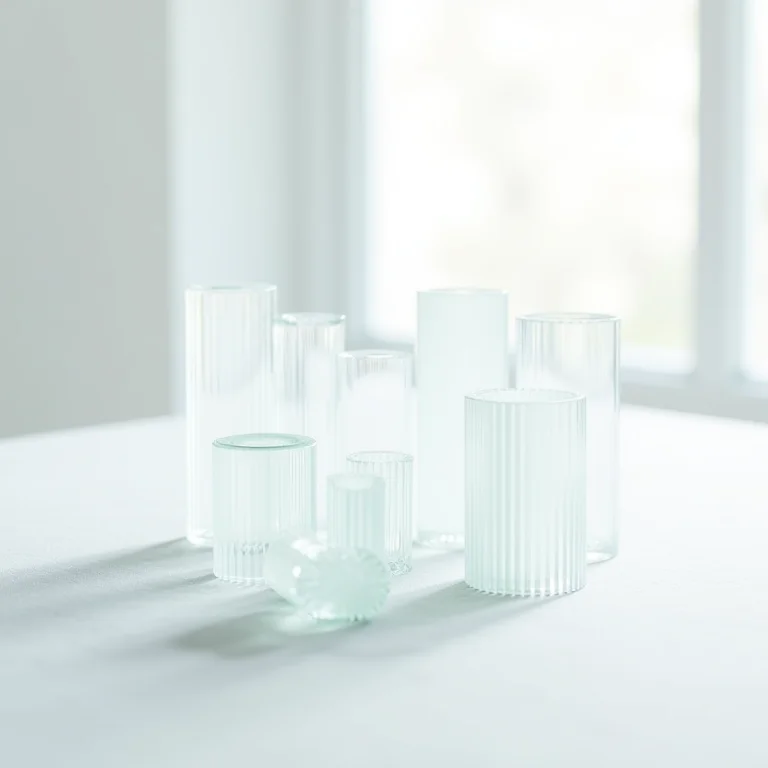 Amostras de vidro canelado com diferentes níveis de privacidade