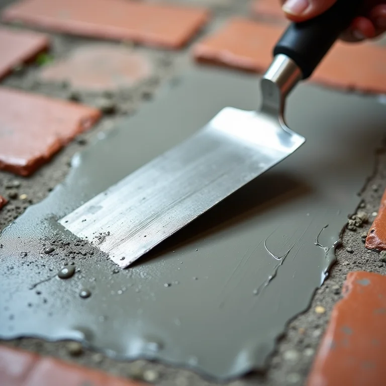 Aplicação de chapisco convencional em parede de tijolos.