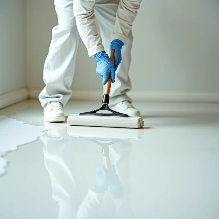 Aplicação de porcelanato líquido em um piso