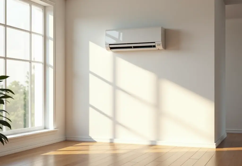 Ar condicionado split moderno em sala de estar minimalista