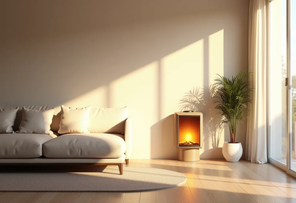 Arandela interna iluminando sala de estar moderna