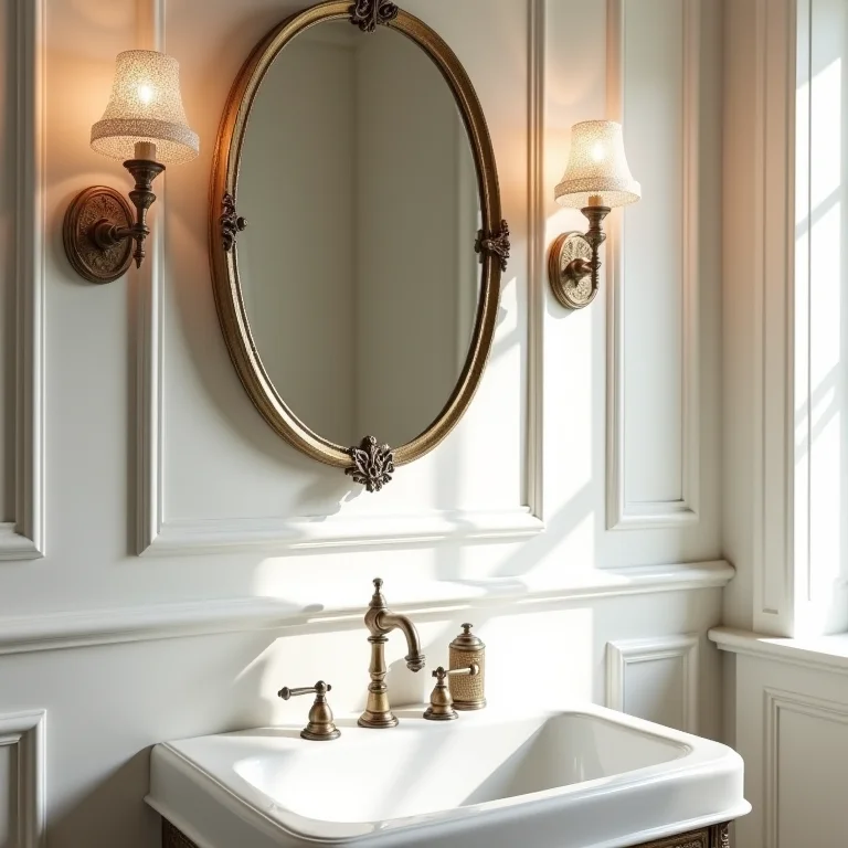 Arandelas clássicas em banheiro com estilo tradicional