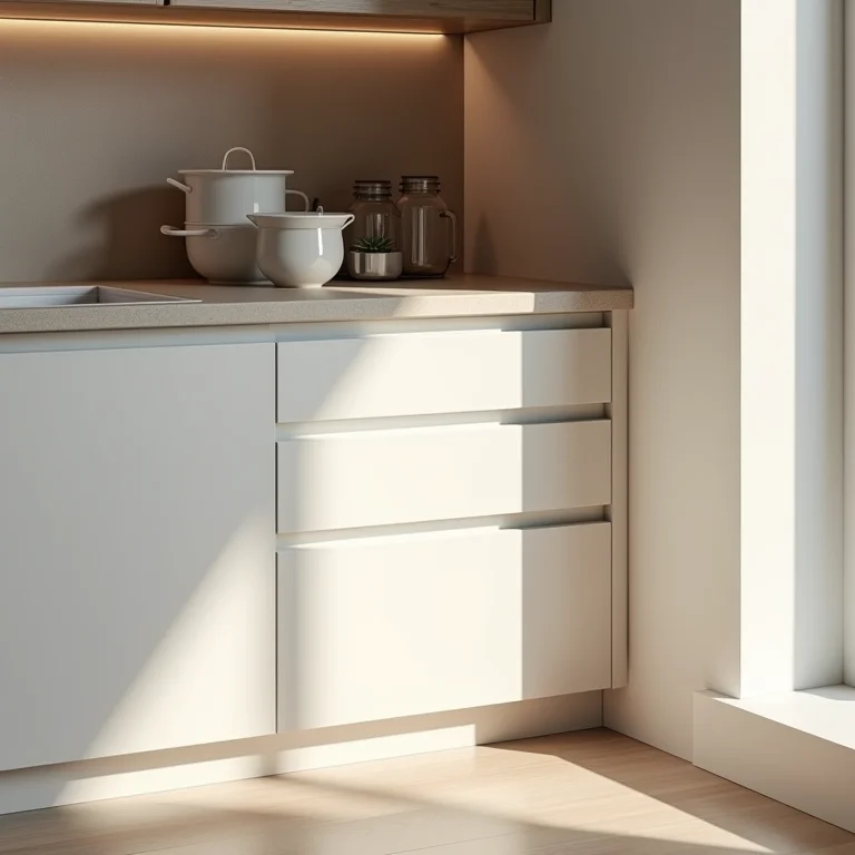 Armário de canto reto.