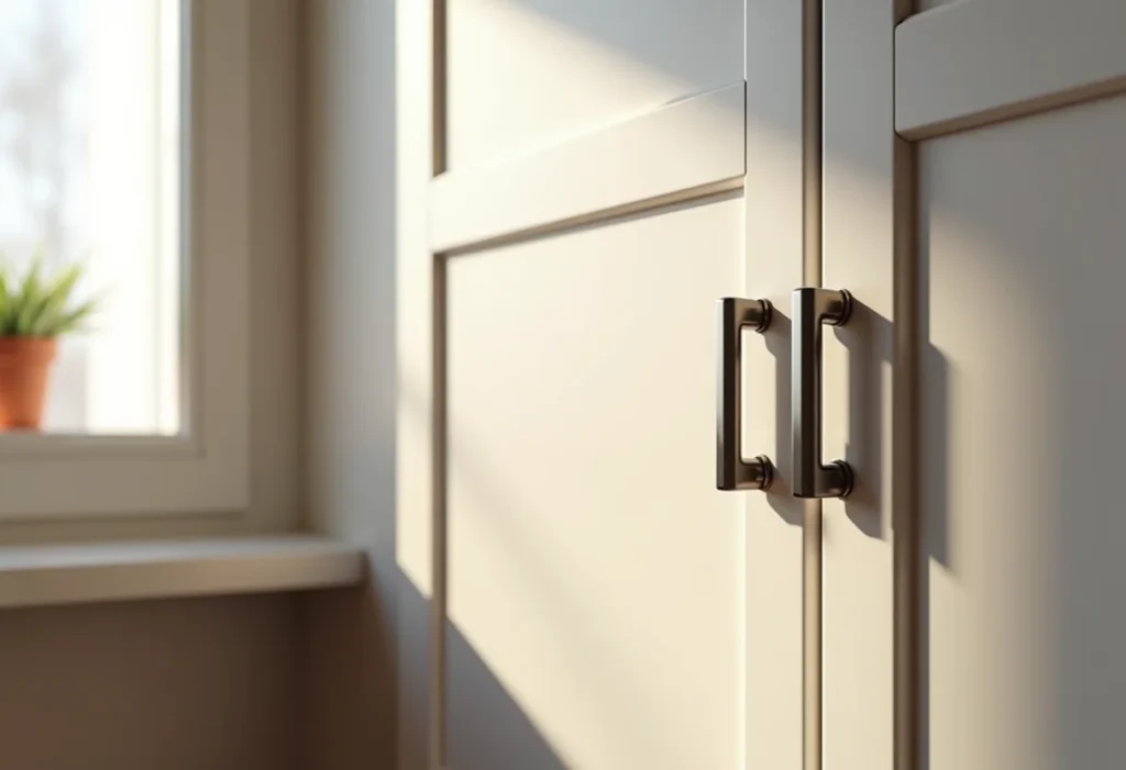 Armário de cozinha moderno com dobradiças amortecedoras.