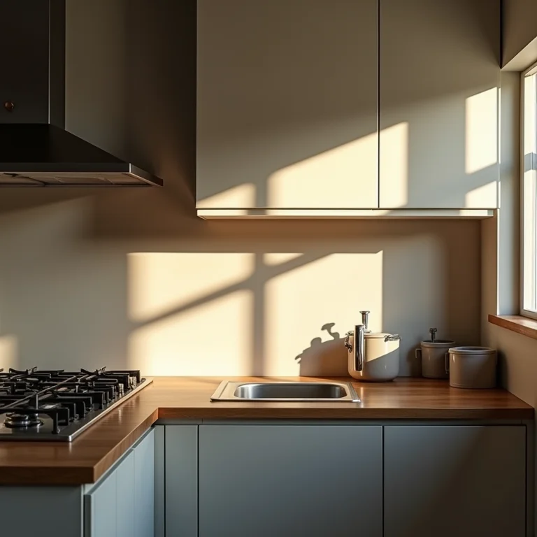 Armários de cozinha aéreos com iluminação inadequada