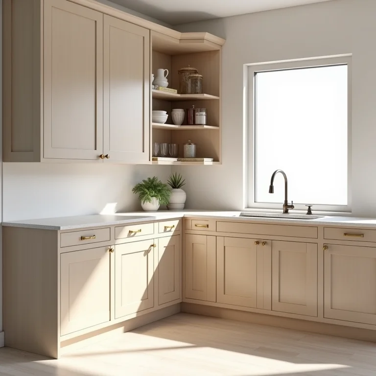 Armários planejados aproveitando o espaço de canto.