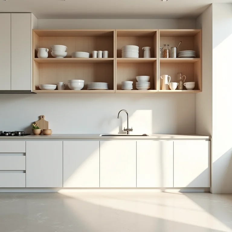 Armários suspensos em cozinha moderna