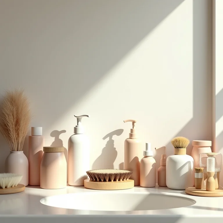 Bancada de banheiro desorganizada com excesso de objetos