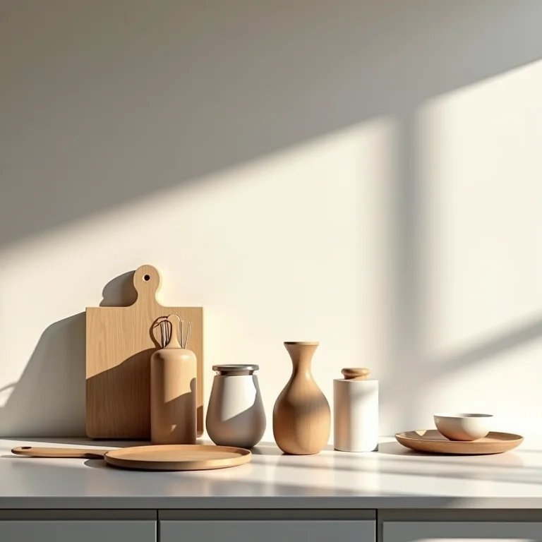 Bancada de cozinha com utensílios organizados