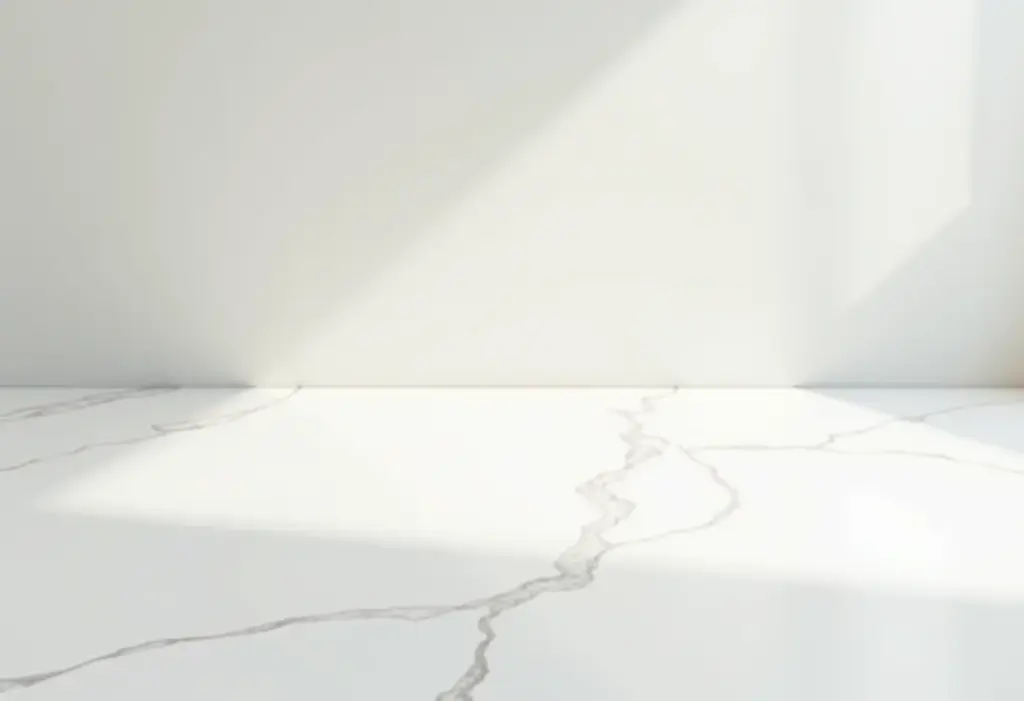 Bancada de cozinha de quartzo branco impecável