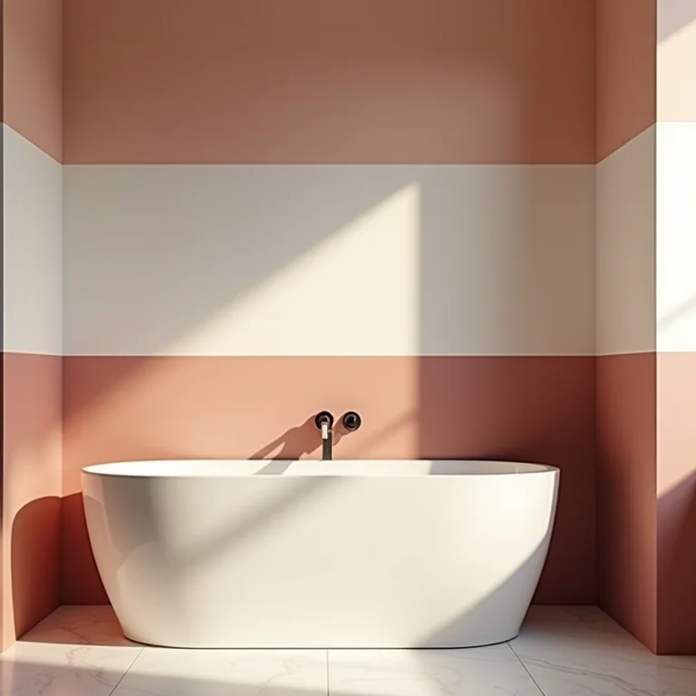 Banheiro com meia parede pintada com pintura setorizada