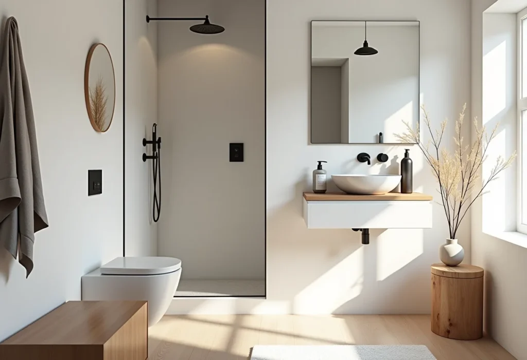 Banheiro escandinavo pequeno: 5 erros para evitar JÁ! Banheiro escandinavo pequeno com design minimalista e elegante