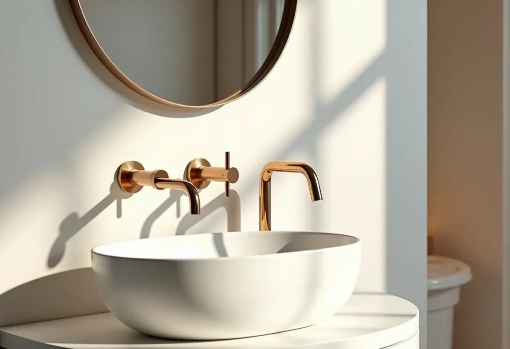 Banheiro moderno com metais sanitários elegantes