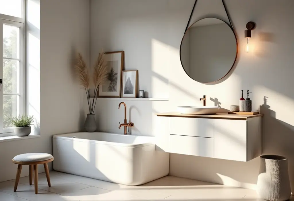 Banheiro pequeno decorado com soluções inteligentes e design elegante