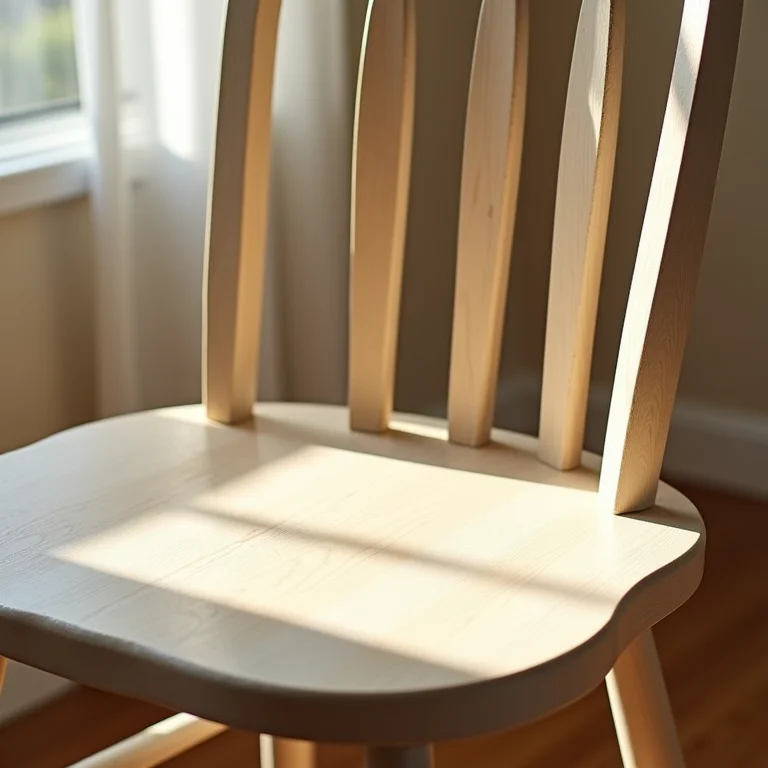 Cadeira de madeira recém-pintada com tinta spray e selante protetor.