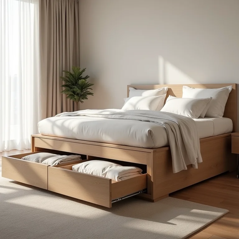 Cama com espaço de armazenamento