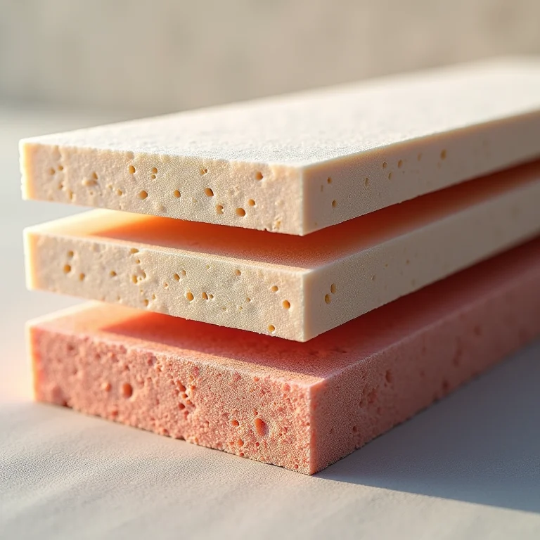 Camadas de manta acústica ilustrando o conceito 'Massa-Mola-Massa'