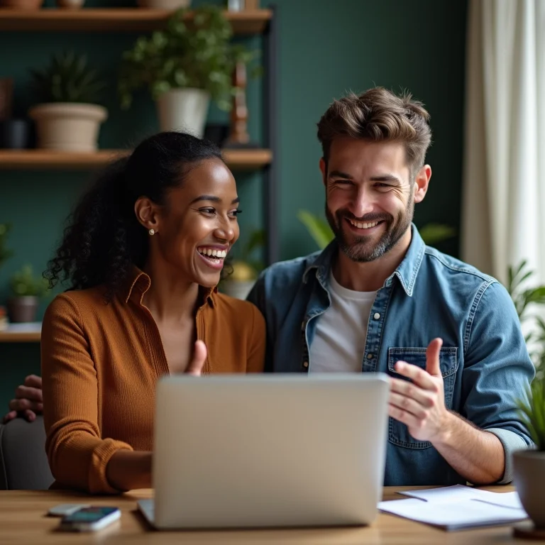 Casal em video chamada comunicando-se eficazmente
