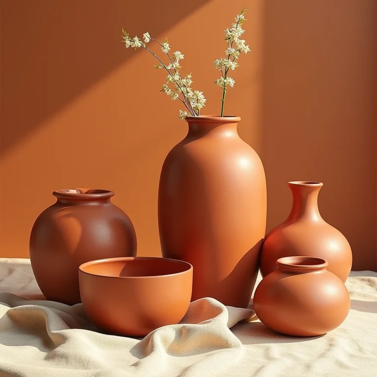 Cerâmicas Art Déco em tons terrosos