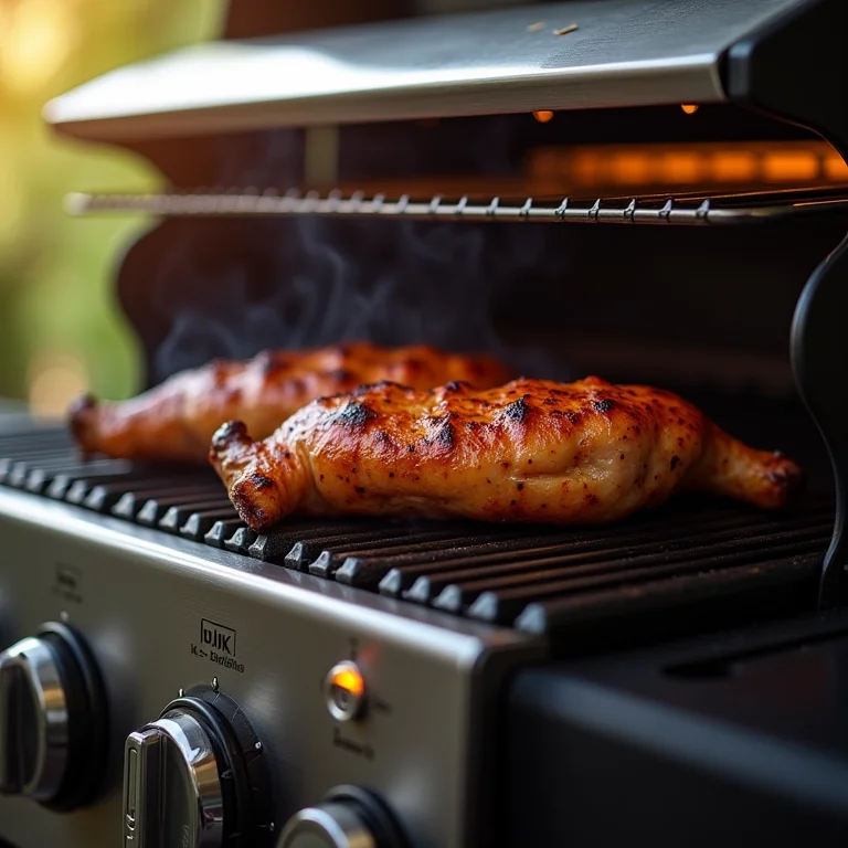Churrasqueira inteligente com controles digitais e automação.