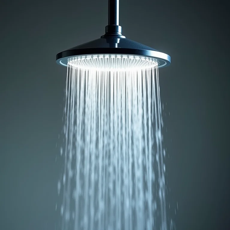 Chuveiro tipo rainfall com água caindo