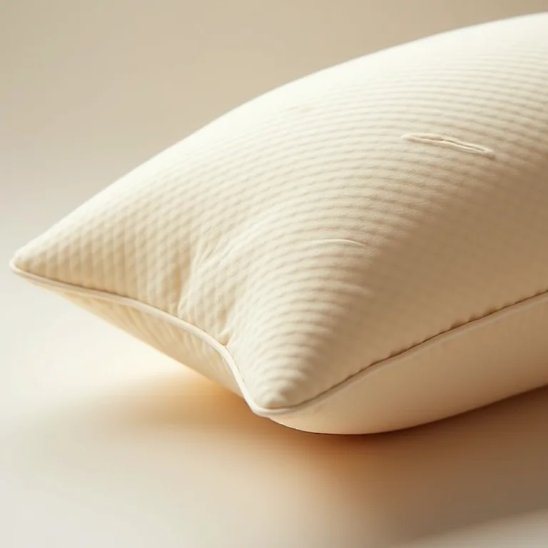 Close-up da textura e cor natural de uma almofada de látex.