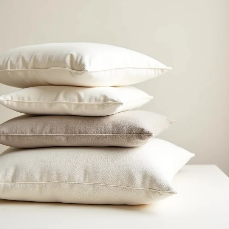 Close-up de almofadas de linho dobradas