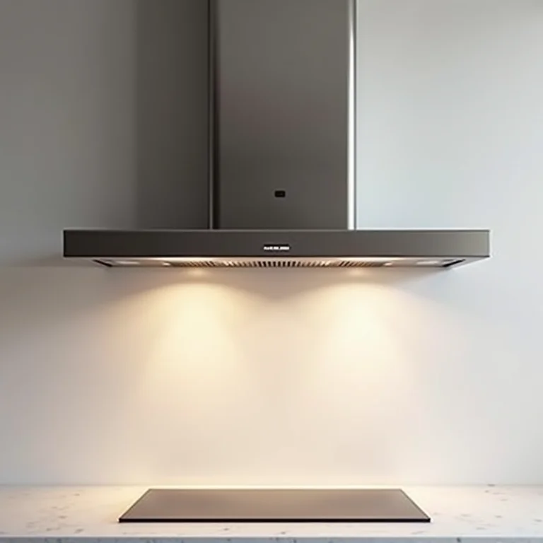 Coifa moderna de aço inoxidável em cozinha clean