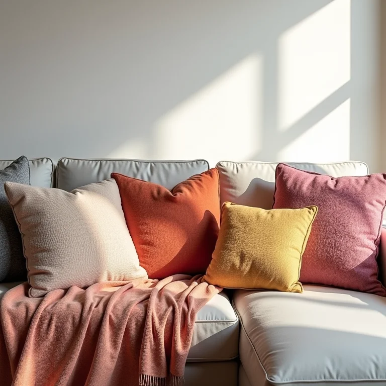 Combinação de cores e estampas em almofadas e mantas