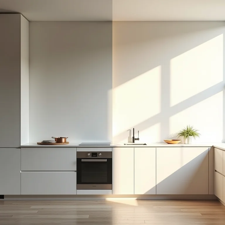 Comparativo de cozinha escura e cozinha bem iluminada após a reforma