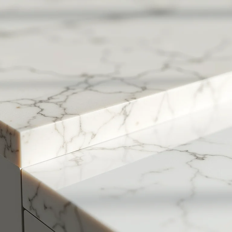 Comparativo de espessuras de bancadas de quartzo: estética e funcionalidade.