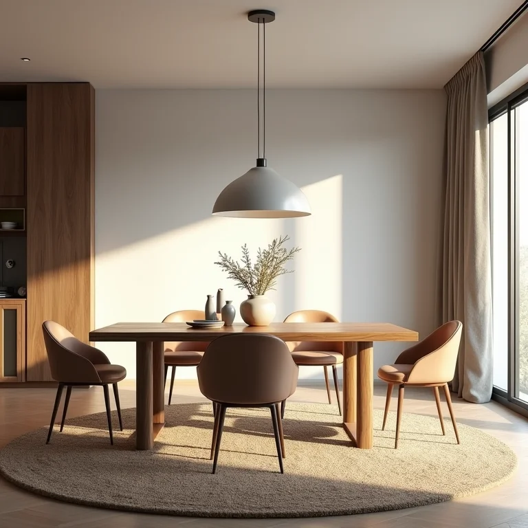 Comparativo de tapete pequeno e tapete ideal em sala de jantar.