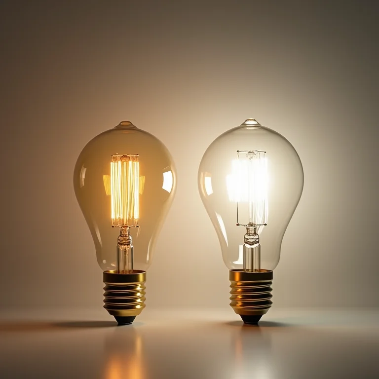 Comparativo entre lâmpada incandescente e fibra ótica