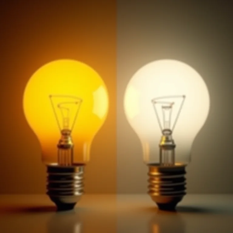 Comparativo entre temperatura de cor quente e fria para iluminação.