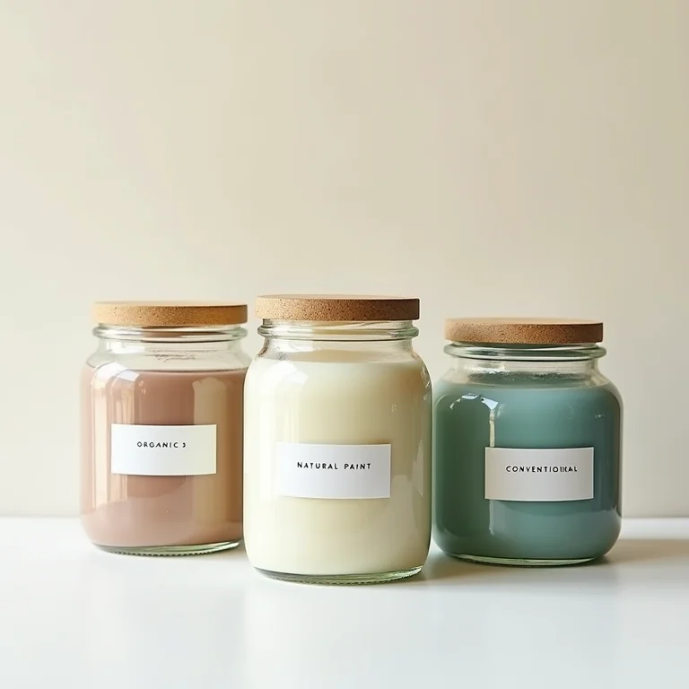 Comparativo visual entre tinta orgânica, natural e convencional.