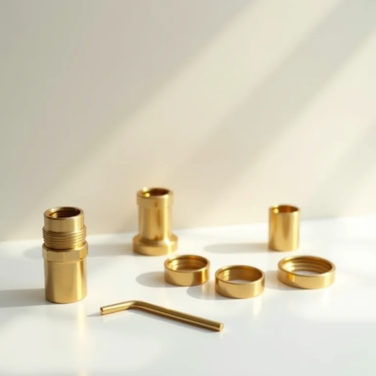 Componentes e ferramentas para instalação de chuveiro dourado