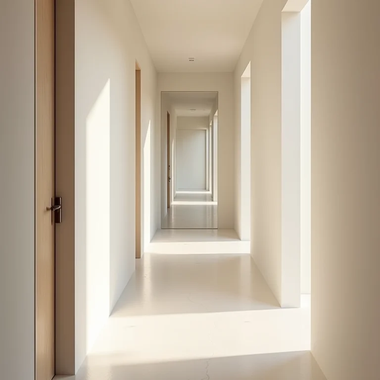 Corredor estreito ampliado com espelho