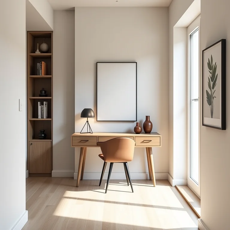 Corredor transformado em um espaço multifuncional.