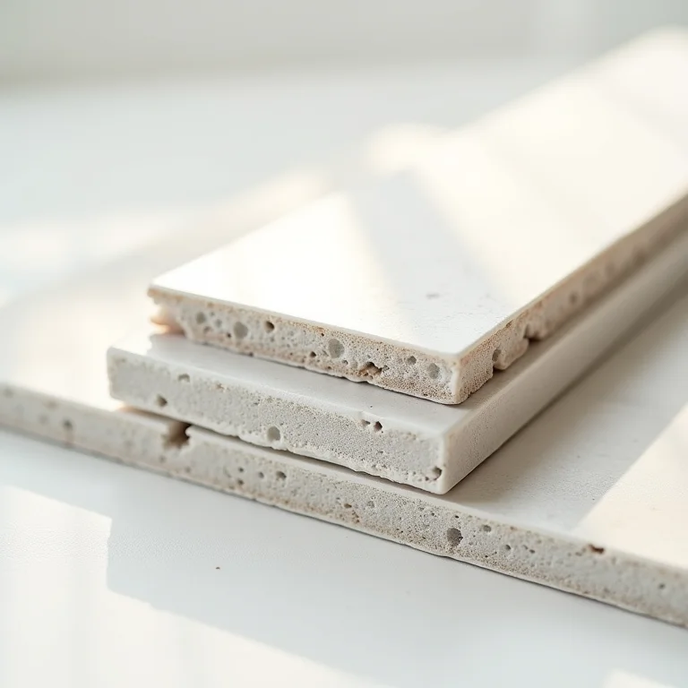 Corte transversal de um porcelanato