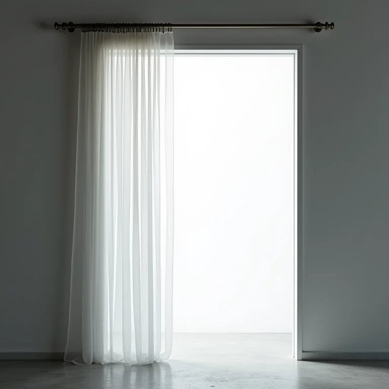 Cortina de PVC transparente em uma porta.