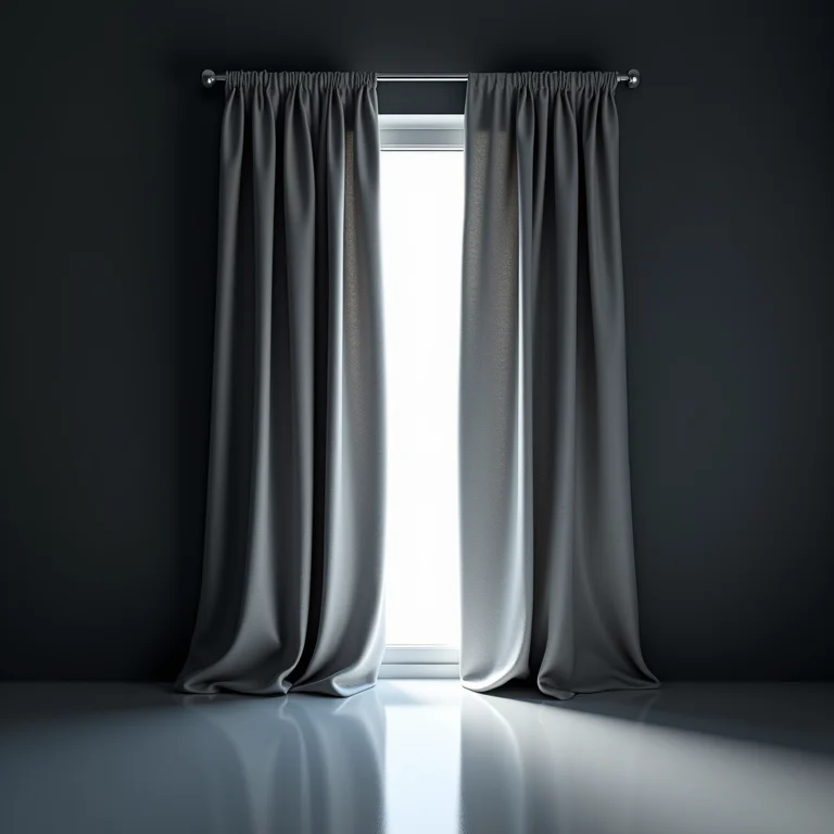 Cortina térmica e acústica grossa bloqueando a luz em uma porta.