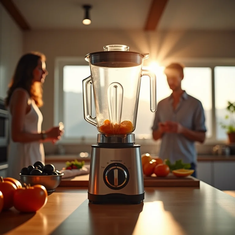 Cozinha aberta com liquidificador ligado e pessoas conversando alto gerando ruído