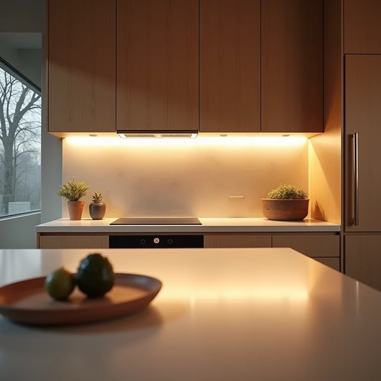 Cozinha com iluminação excessiva e ofuscante